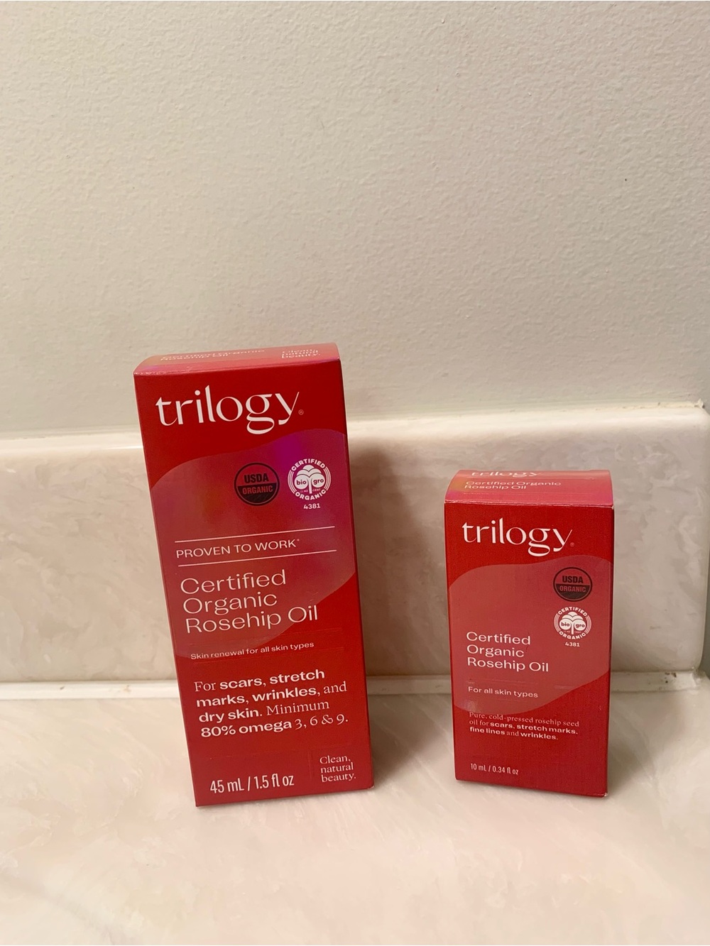NWT Set of 2 sizes, Trilogy Certified Organic Rosehip Oil